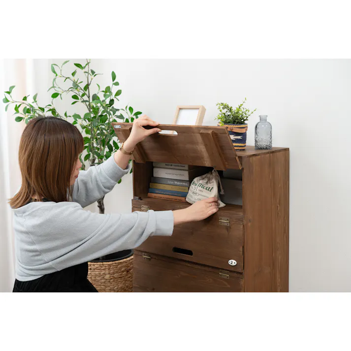 シューズラック ワイド /色:ブラウン / 幅55×奥行32×高さ85cm / 完成品 【送料込み】