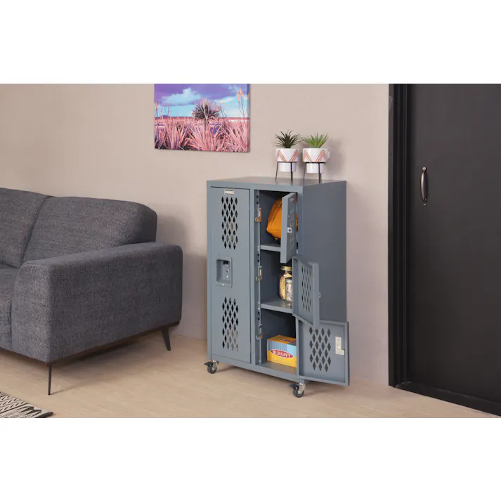 ロック スチールチェストL /色:グレー / 幅58×奥行38.5×高さ98cm / 組立式 【送料込み】