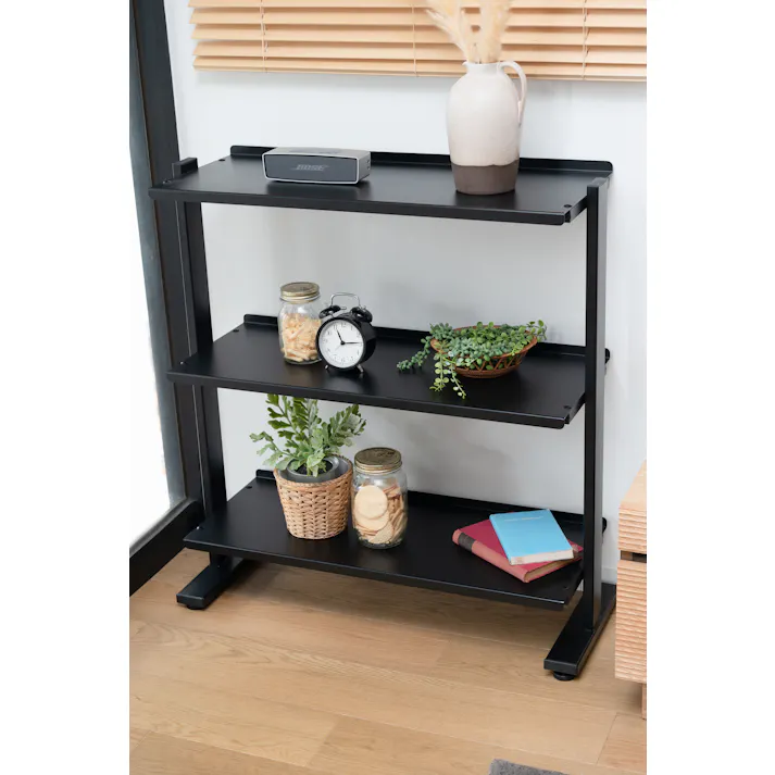 2WAYラック3D /色:ブラック / 幅80.5×奥行31×高さ85.5/91cm / ラック 3段 シェルフ 棚 収納棚 オープンラック 本棚 斜め 店舗ディスプレイ 什器 スチール シンプル 黒 ブラック 白 ホワイト ブラウン 組立式 【送料込み】