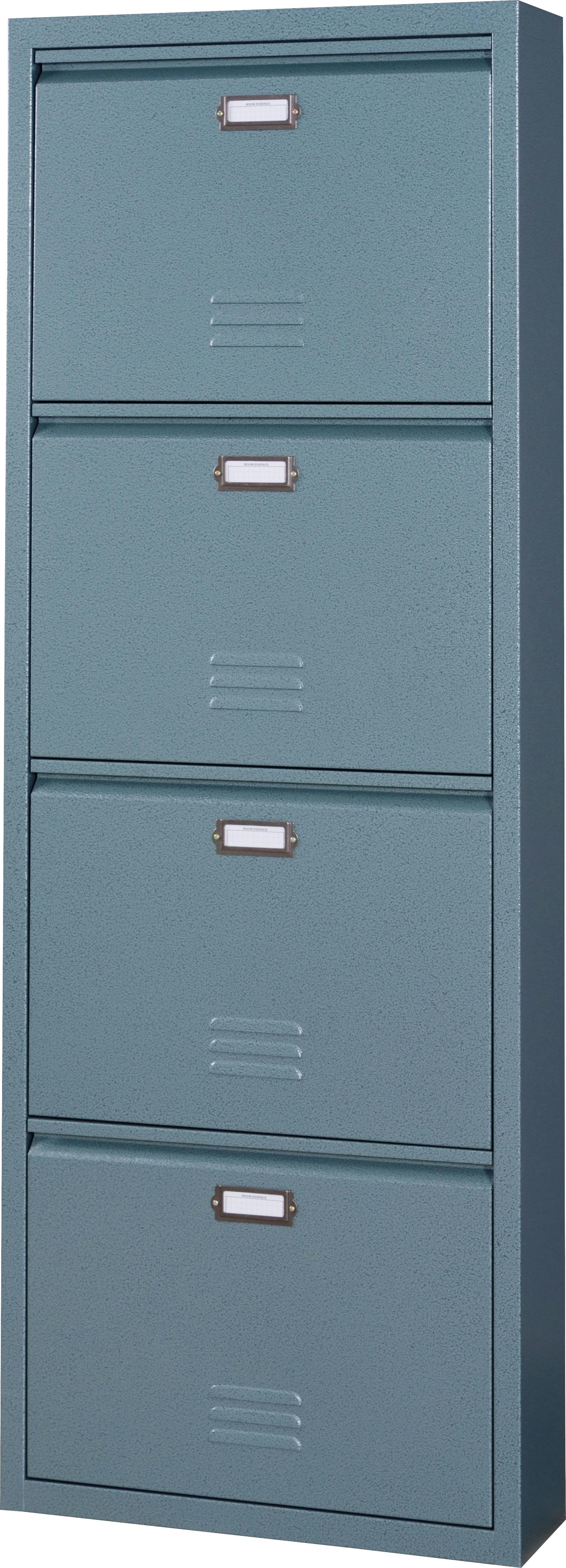 ラルド シューズラック4D　／色：グリーン　／　幅50×奥行15×高さ139.5cm　／　　完成品 【送料込み】