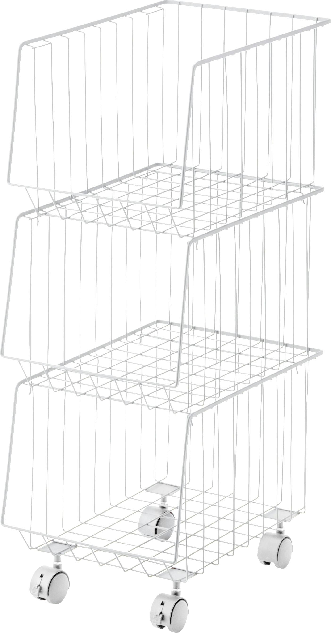 スタッキングワゴン3D　／色：ホワイト　／　幅26.5×奥行37.5×高さ73cm　／　　組立式 【送料込み】