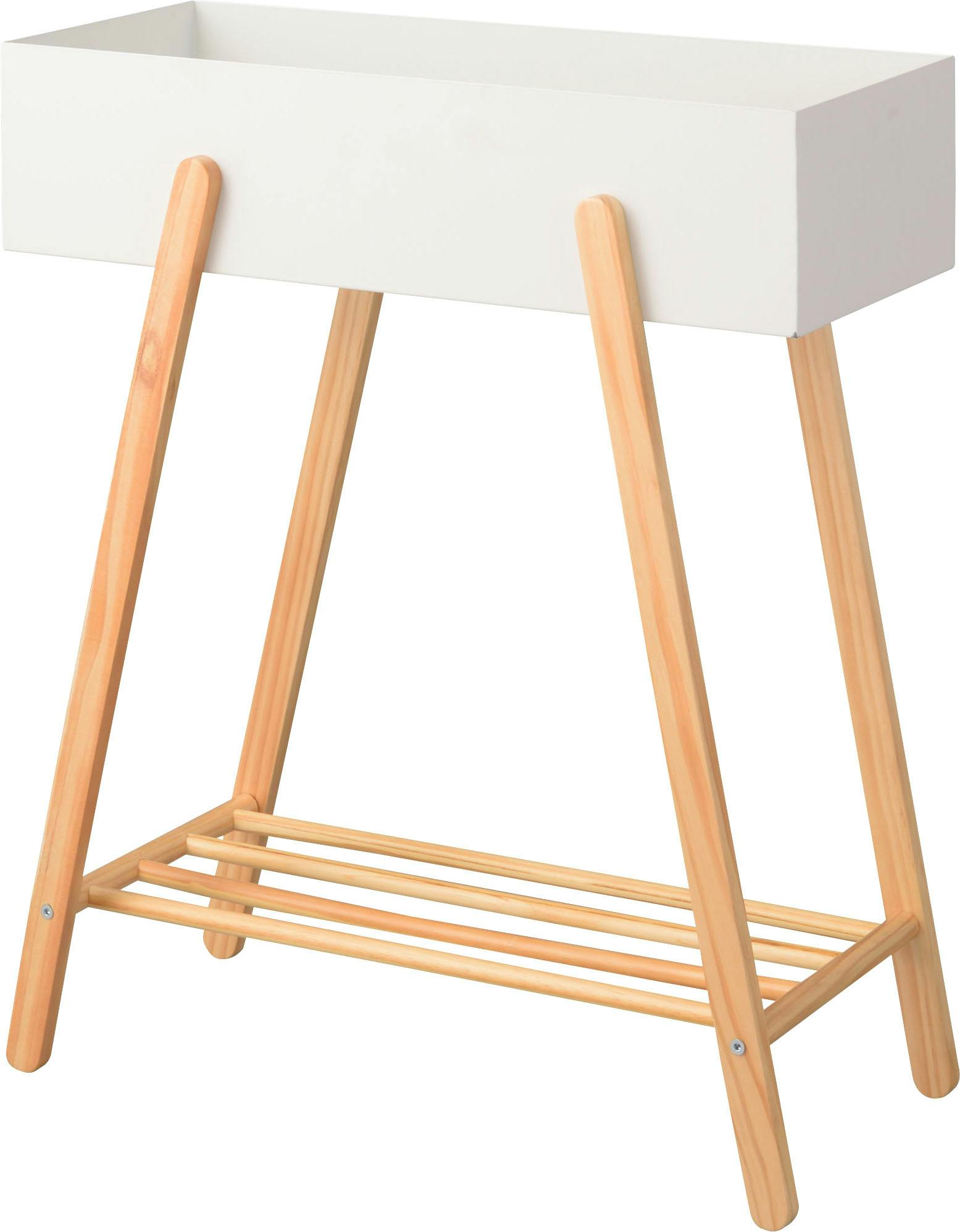 プランタースタンド　／色：ホワイト　／　幅60.5×奥行28×高さ72.5cm　／　プランタースタンド プランター スタンド プランターボックス ラック 植物 収納 雑貨 北欧 かわいい 天然木 木製 室内 室外 玄関　組立式 【送料込み】