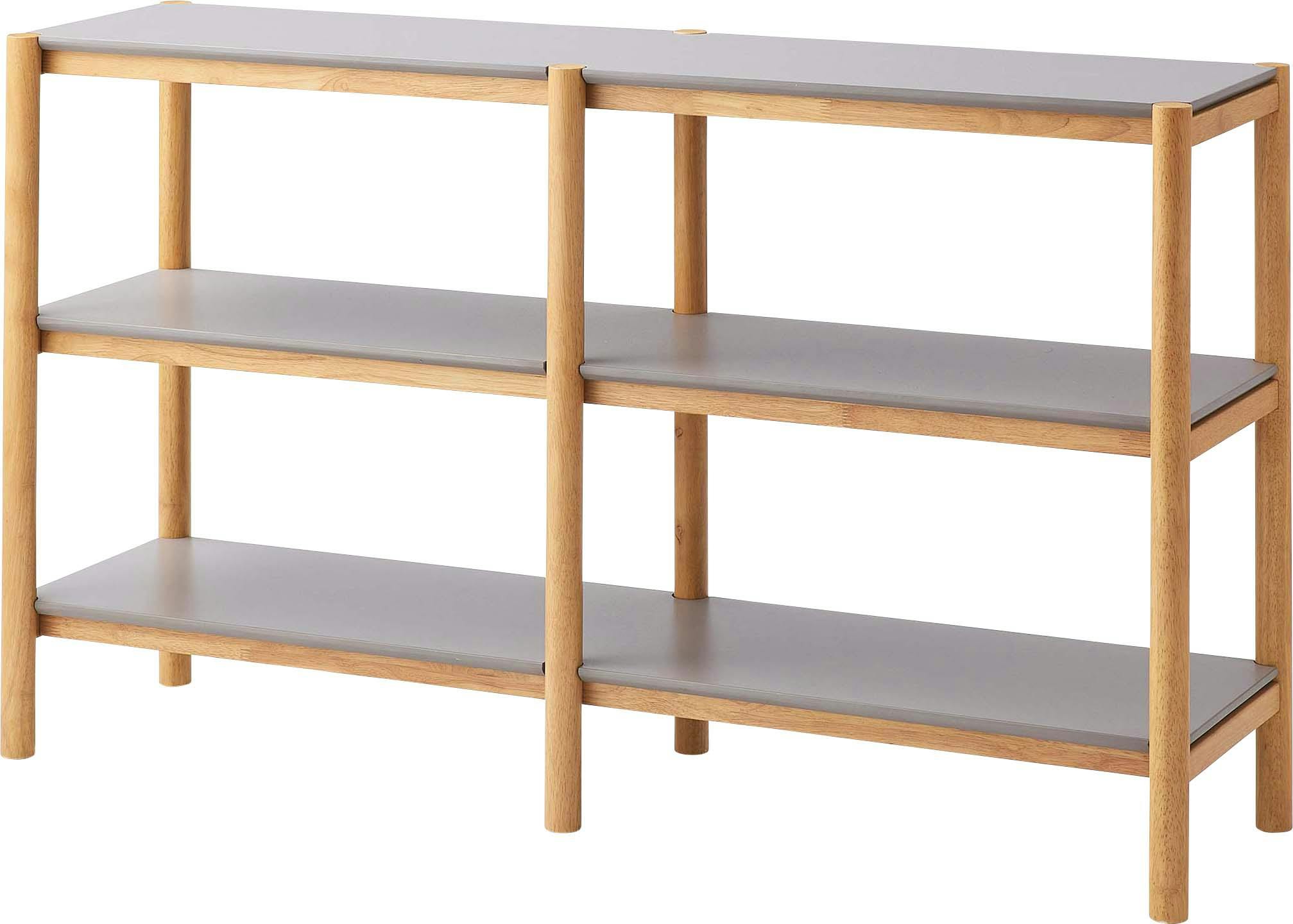 シェルフ 120　／色：ナチュラル　／　幅123.5×奥行33.5×高さ80cm　／　シェルフ ワイド 収納 収納棚 ラック オープンラック 3段 三段 見せる収納 シンプル 北欧 ナチュラル シンプル　組立式 【送料込み】