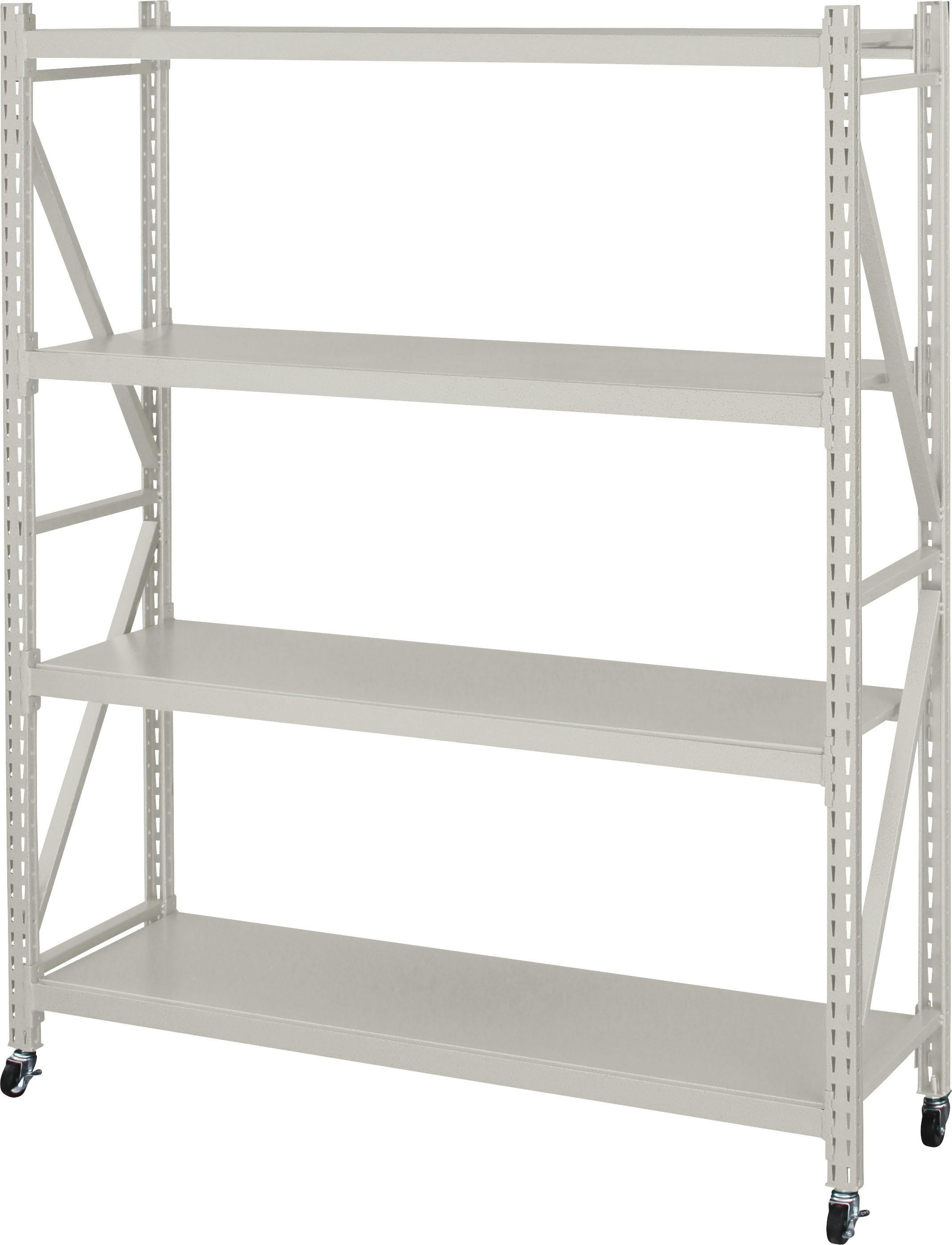 ラルド ボルトレスラック3D　／色：アイボリー　／　幅129×奥行40.5×高さ157cm　／　ボルトレスラック スチールラック 3段 オープンラック 収納 収納棚 棚 棚移動 スチール インダストリアル キャスター付き　組立式 【送料込み】