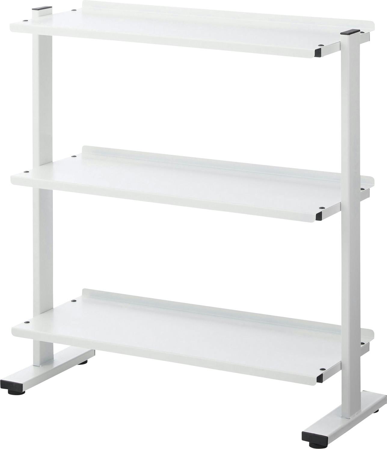 2WAYラック3D　／色：ホワイト　／　幅80.5×奥行31×高さ85.5/91cm　／　ラック 3段 シェルフ 棚 収納棚 オープンラック 本棚 斜め 店舗ディスプレイ 什器 スチール シンプル 黒 ブラック 白 ホワイト ブラウン　組立式 【送料込み】