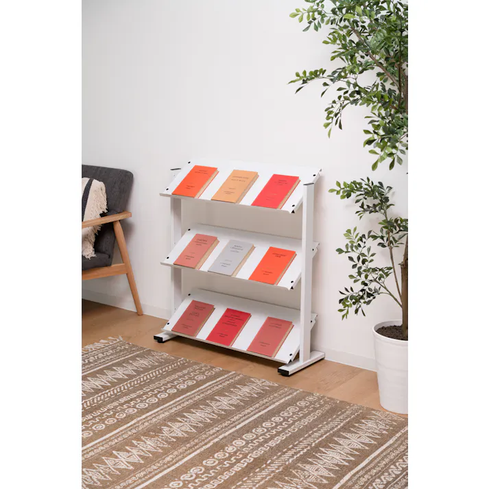 2WAYラック3D /色:ホワイト / 幅80.5×奥行31×高さ85.5/91cm / ラック 3段 シェルフ 棚 収納棚 オープンラック 本棚 斜め 店舗ディスプレイ 什器 スチール シンプル 黒 ブラック 白 ホワイト ブラウン 組立式 【送料込み】