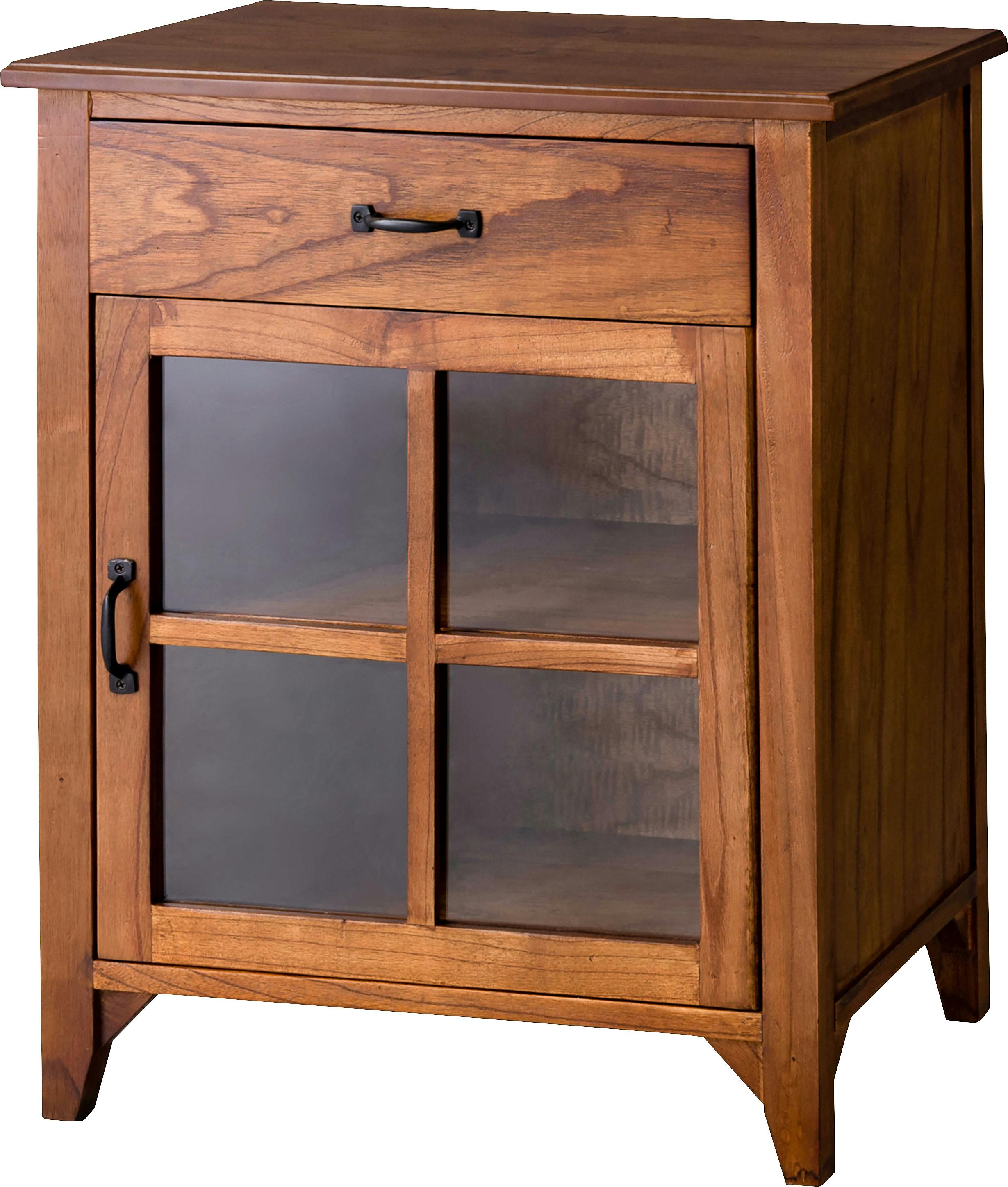 ティンバー ミニキャビネット　／色：ブラウン　／　幅60×奥行40×高さ75cm　／　キャビネット ミニキャビネット ミンディ材 天然木 アンティーク スリム 省スペース 小さめ 黒アイアン ブラウン 収納 引き出し付き おしゃれ 模様替え 　完成品 【送料込み】