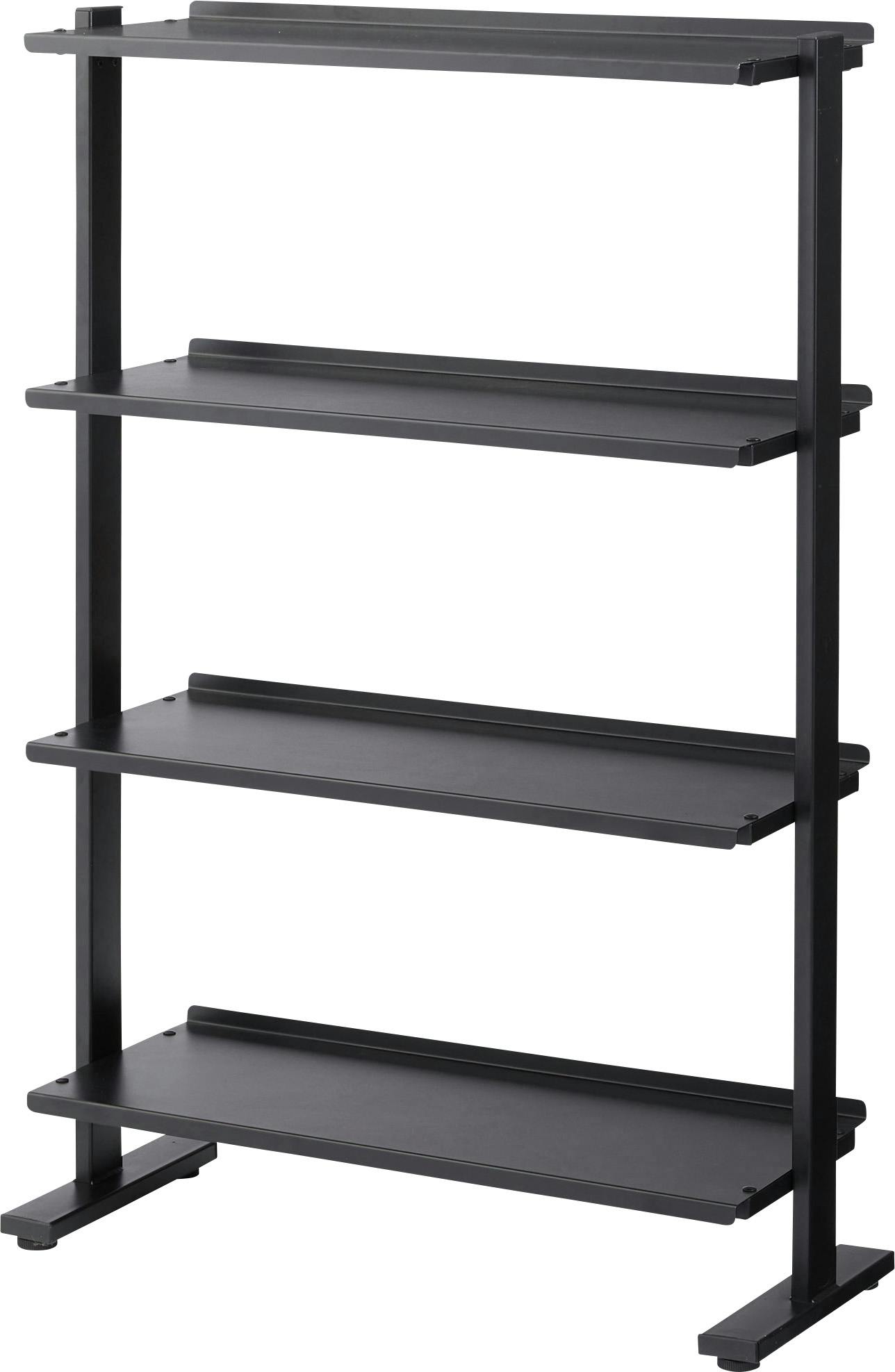 2WAYラック4D　／色：ブラック　／　幅80.5×奥行31×高さ119.5/125cm　／　ラック 4段 シェルフ 棚 収納棚 オープンラック 本棚 斜め 店舗ディスプレイ 什器 スチール シンプル 黒 ブラック 白 ホワイト ブラウン　組立式 【送料込み】