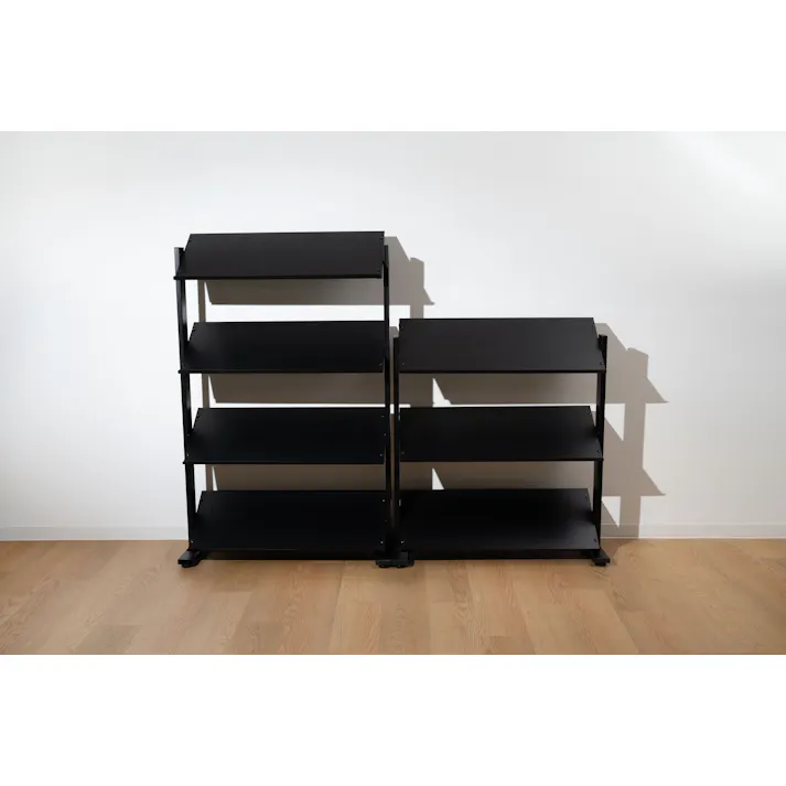 2WAYラック4D /色:ブラック / 幅80.5×奥行31×高さ119.5/125cm / ラック 4段 シェルフ 棚 収納棚 オープンラック 本棚 斜め 店舗ディスプレイ 什器 スチール シンプル 黒 ブラック 白 ホワイト ブラウン 組立式 【送料込み】