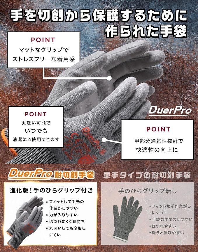 最短翌日発送】防刃手袋 S 1双 ANSI耐切創レベル5【高耐切創性と