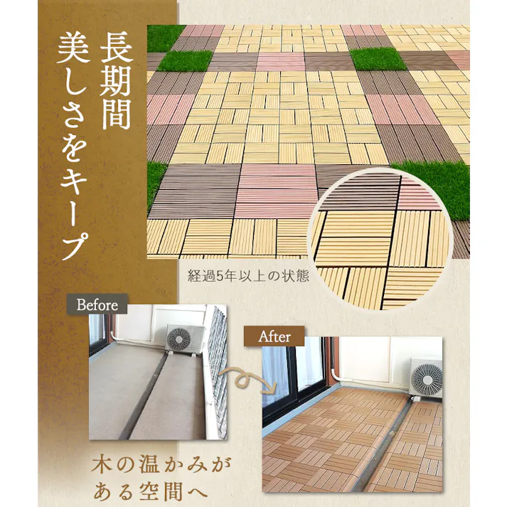 グッドライフウッド ウッドパネル タイプC ダークブラウン 25枚セット 庭 ベランダ DIY 置くだけ設置
