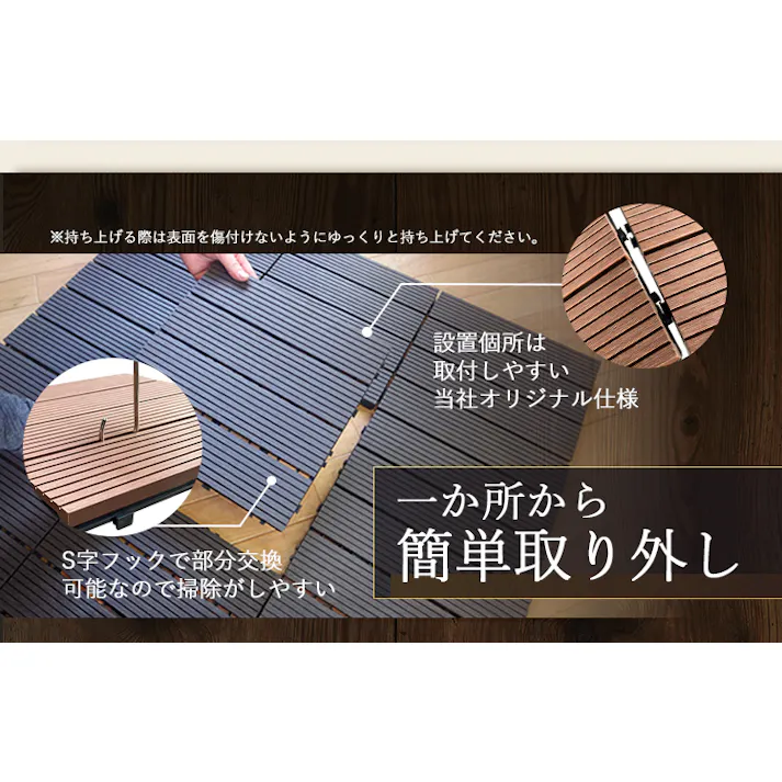 グッドライフウッド ウッドパネル タイプC ダークブラウン 25枚セット 庭 ベランダ DIY 置くだけ設置