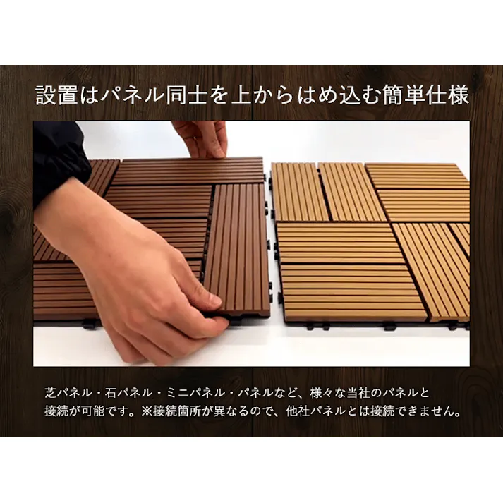 グッドライフウッド ウッドパネル タイプC ダークブラウン 25枚セット 庭 ベランダ DIY 置くだけ設置
