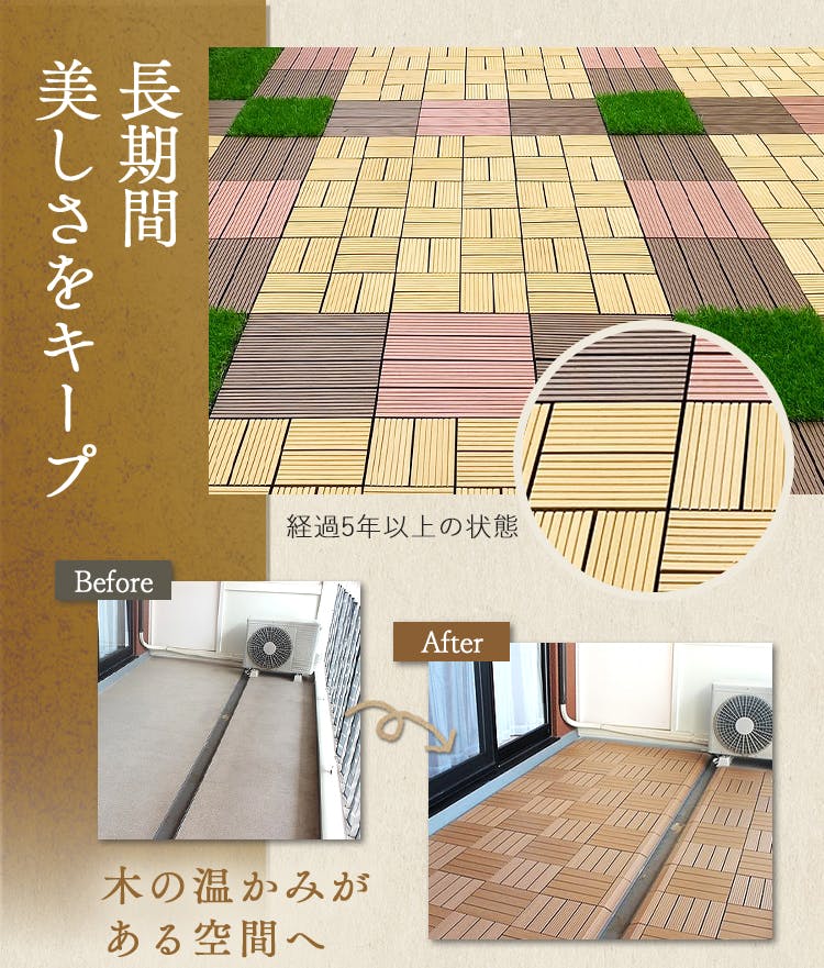 グッドライフウッド ウッドパネル タイプC ナチュラル 25枚セット 庭