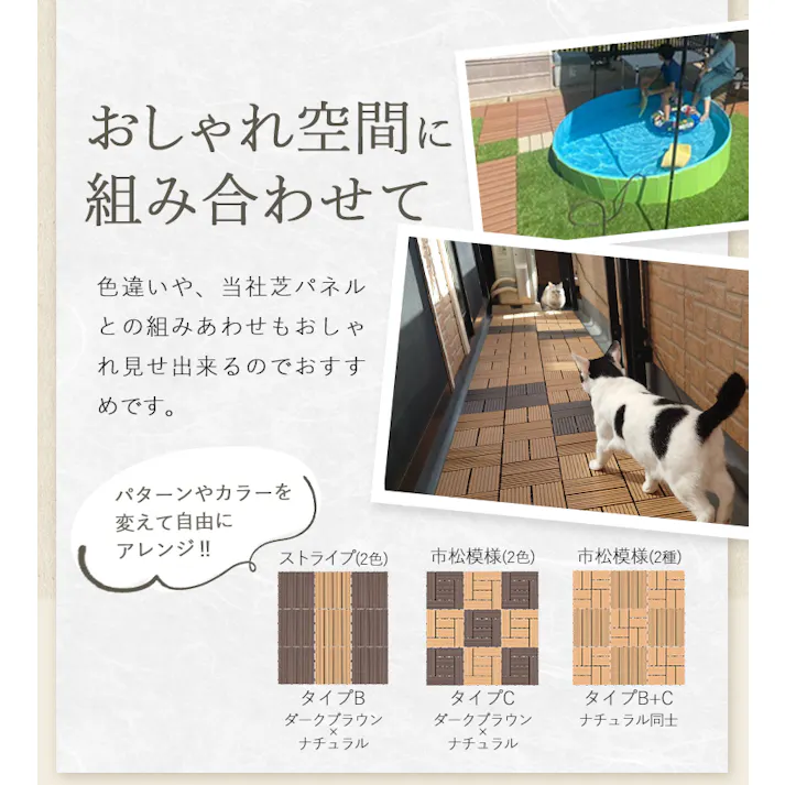 グッドライフウッド ウッドパネル タイプC ナチュラル 25枚セット 庭 ベランダ DIY 置くだけ設置