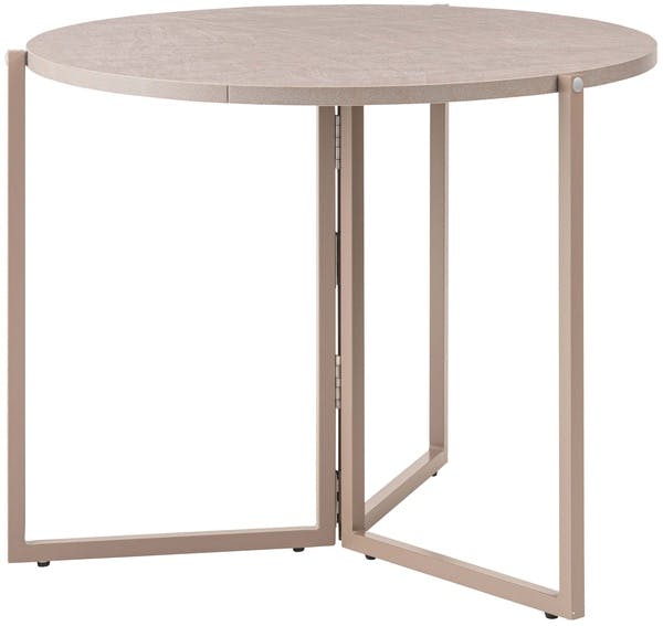 フォールディングラウンドテーブル　／色：サンドストーン　／　幅90×奥行90×高さ72.5cm　／　ダイニング カフェ ラウンド 円形  折りたたみ 机  折りたたみ スチール リビング おしゃれ モダン シンプル 上品 来客時 即席 石目調 ベージュ サンドストーン調　組立式 【送料込み】
