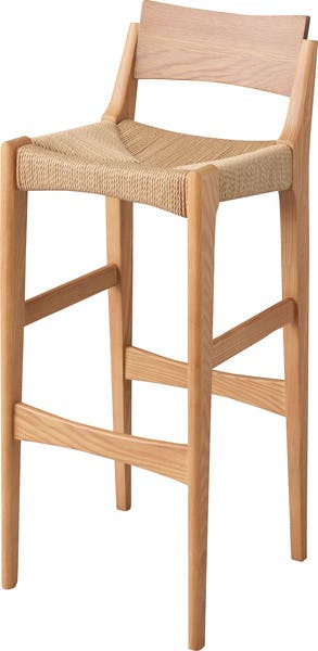 ペーパーコードハイチェア　／色：ナチュラル　／　幅36×奥行41×高さ90×座面高70cm　／　カウンター用におすすめのチェア 足置き 北欧 シンプル 封筒編み 椅子 おしゃれ ダイニングチェア　完成品 【送料込み】