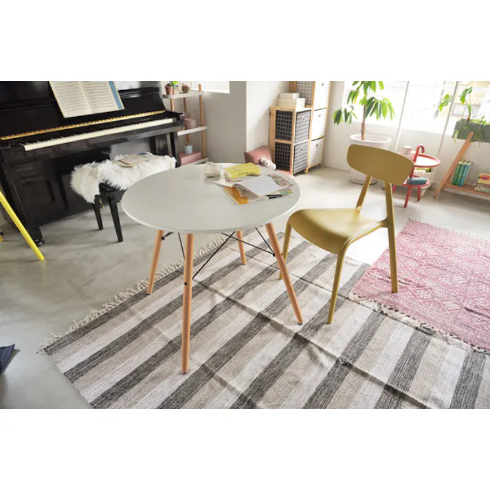 ペルト チェア /色:マスタードイエロー / 幅49×奥行53.5×高さ79.5×座面高47cm / チェア 椅子 ダイニングチェア ポリプロピレン 韓国インテリア くすみカラー 北欧 スタッキング 積み重ね ベランダ ガーデン ダイニング テラス 完成品 【送料込み】
