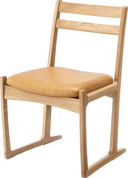 チェア／色：ナチュラル　／　幅51×奥行52×高さ78×座面高43cm　／　チェア ダイニングチェア 椅子 アームレスチェア ソリ脚 天然木 国産 日本製 曲線美 木製 ナチュラル シンプル おしゃれ　完成品 【送料込み】