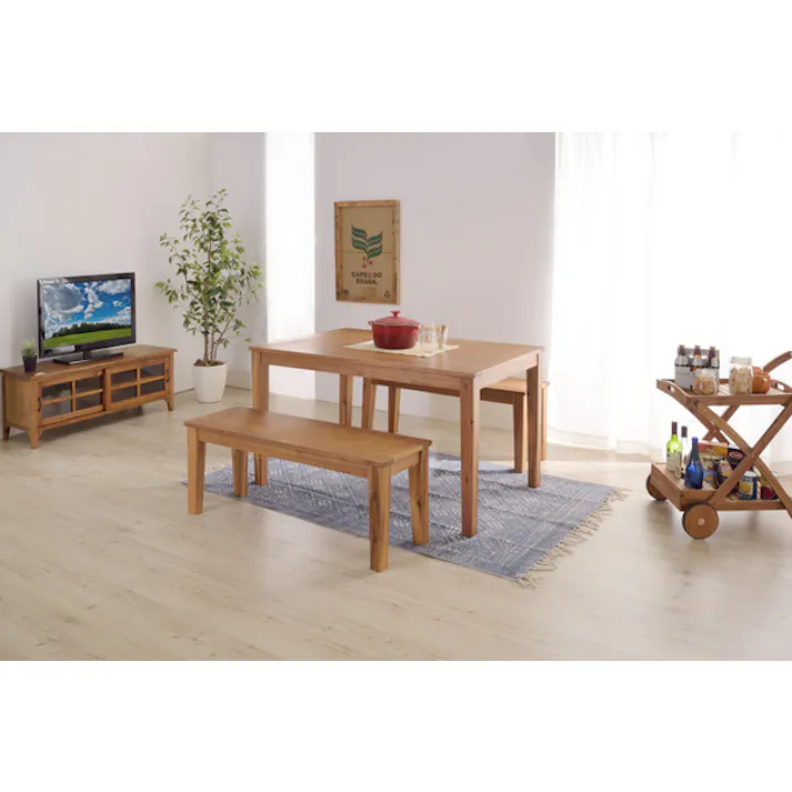 アルンダ ベンチ/色:ライトブラウン / 幅104×奥行35×高さ45cm / ダイニングチェア 長いす 玄関 ディスプレイ TV台 ローボード ラック 組立式 【送料込み】