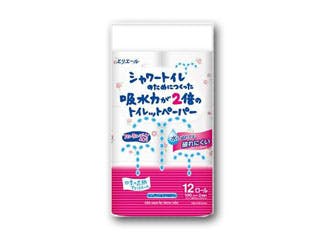 【6点/ケース】【12ロール入】シャワートイレットペーパーフラワープリントダブル黒箱 【送料込み】