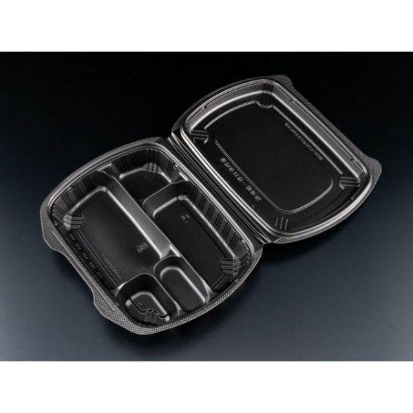200点/ケース】弁当容器 バイオデリカ シェルBOX80-1 黒 【送料込み