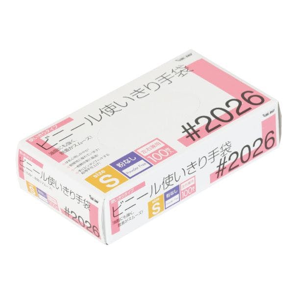 【20点/ケース】塩ビ手袋 2026 PVC ビニール手袋 粉無 S 100枚入 【送料込み】 川西工業
