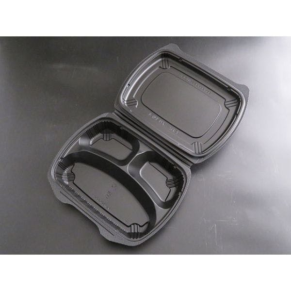 200点/ケース】弁当容器 バイオデリカ シェルBOX80-2 黒 【送料込み