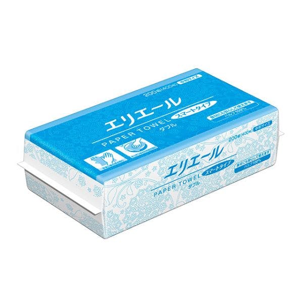 【50点/ケース】衛生資材 ペーパータオル スマートタイプダブル 中判 200組 400枚入 エリエール