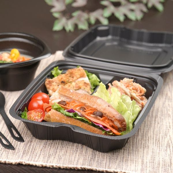 200点/ケース】弁当容器 バイオデリカ シェルBOX70-1 黒 【送料込み
