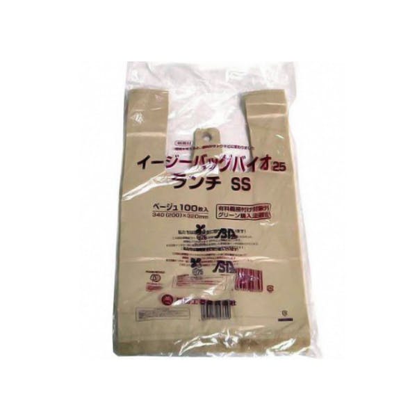 【100点/バラ】弁当袋 イージーバッグバイオ25ランチSSベージュ 【送料込み】 福助工業