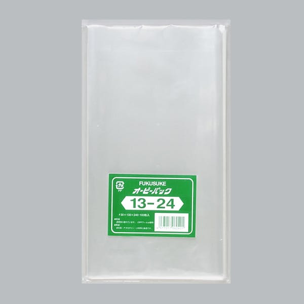 【1点/バラ】テープ無 OPP袋 オーピーパック テープなし 13-24 100枚入 【送料込み】 福助工業