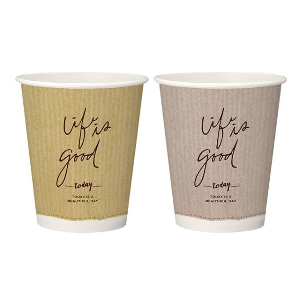 【40点/バラ】紙コップ 断熱カップ 9oz クラフトテイスト (2デザインアソート) 【送料込み】 日本デキシー