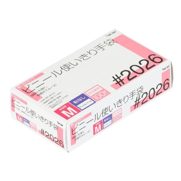 【1点/バラ】塩ビ手袋 2026 PVC ビニール手袋 粉無 M 100枚入 川西工業