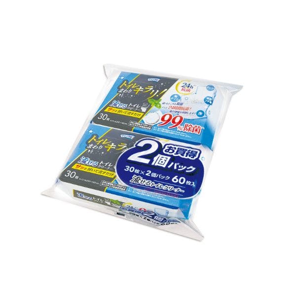 【1点/バラ】トイレクリーナー LD-624 クリンクル トイレまわりキラリ 流せるトイレクリーナー(30枚2P) 【送料込み】 Life-do.Plus