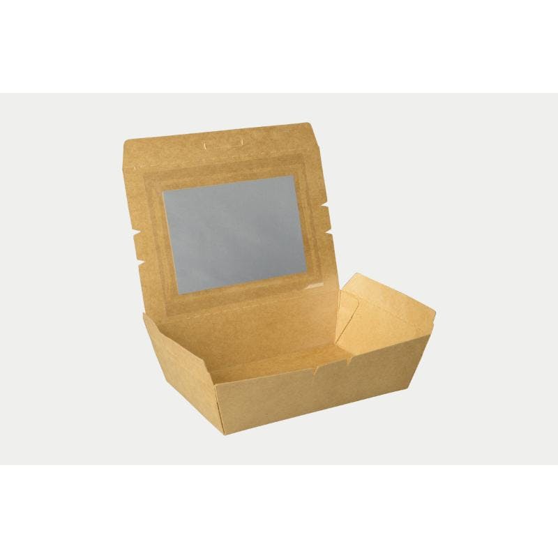 【50点/バラ】弁当容器 クラフトパック窓付 172-120W パックスタイル