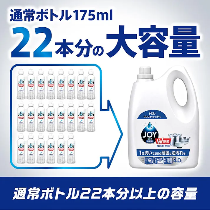 【3点/ケース】食器用洗剤 プロフェッショナル 除菌ジョイコンパクト 業務用4L P&G