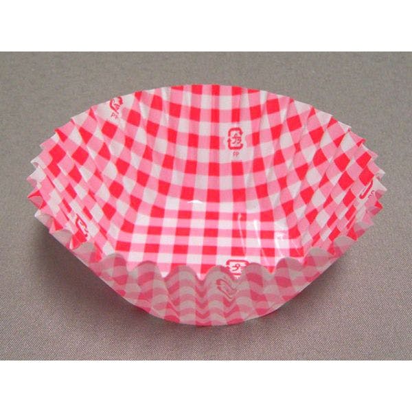 【1点/バラ】おかずカップ OPPフレアラミケース 9F チェック柄ピンク 500枚入 セイコー