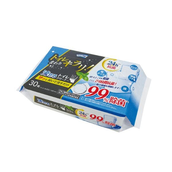 【1点/バラ】トイレクリーナー LD-623 クリンクル トイレまわりキラリ 流せるトイレクリーナー(30枚1P) 【送料込み】 Life-do.Plus