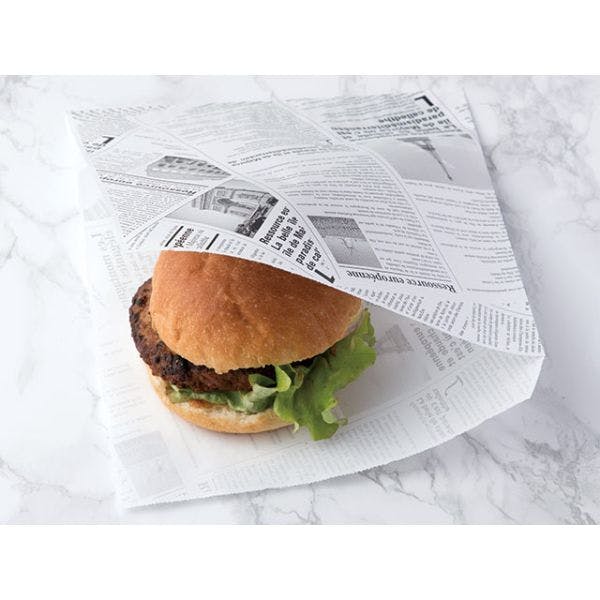 100点/バラ】耐油紙バーガー袋(ヨーロピアン柄)ブラック 【送料込み