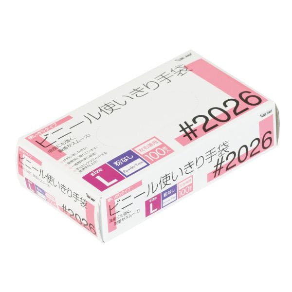 【1点/バラ】塩ビ手袋 2026 PVC ビニール手袋 粉無 L 100枚入 川西工業