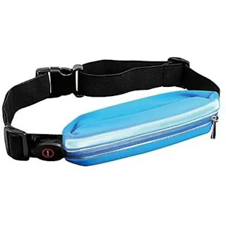 大進 USB充電式LEDライト付きウエストポーチ (ブルー) メンズ レディース ランニング ウォーキング 光る 夜間安全対策 4939736902684