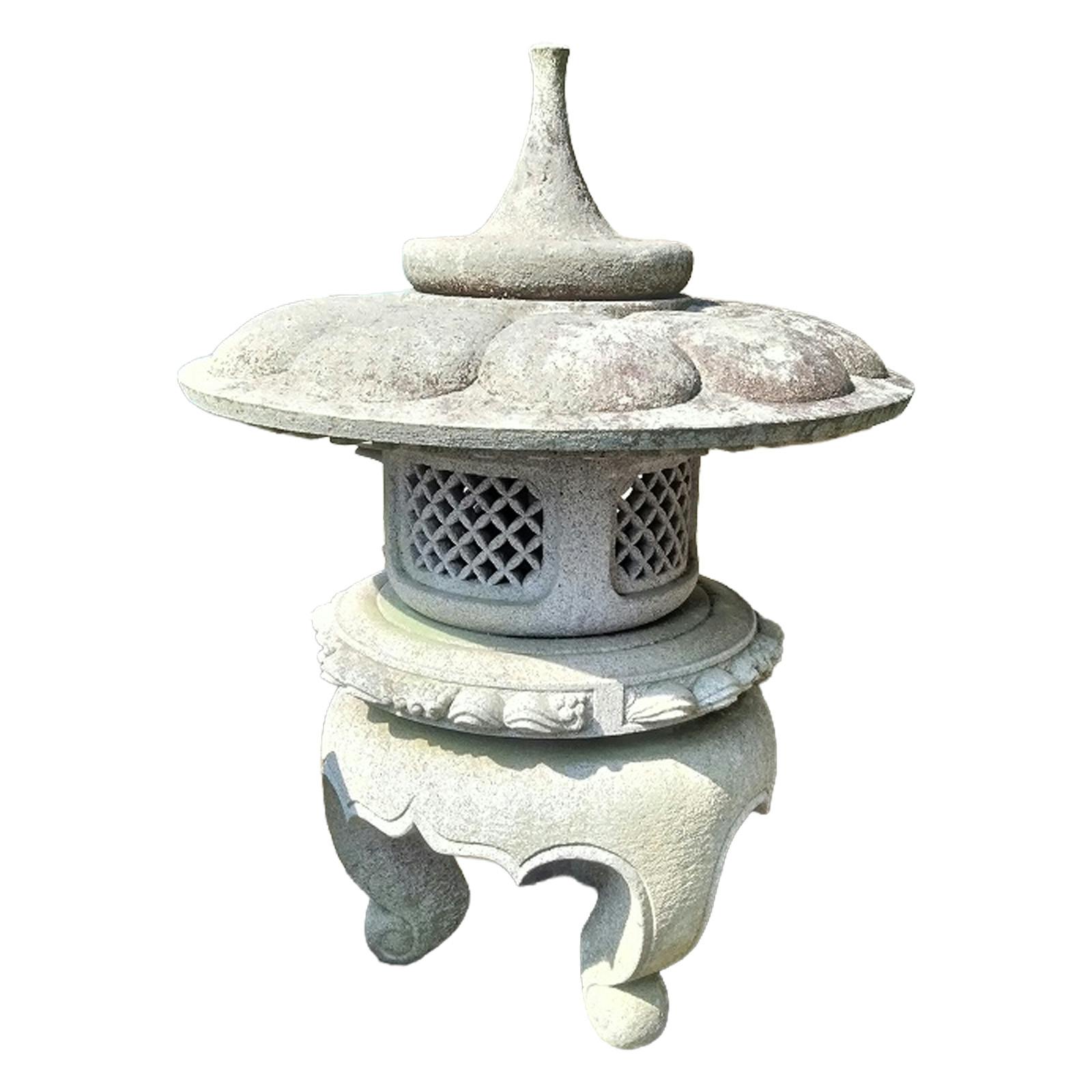 TAIKOH 灯篭 岡崎灯篭 夏山石 丸雪見形 3尺 灯籠