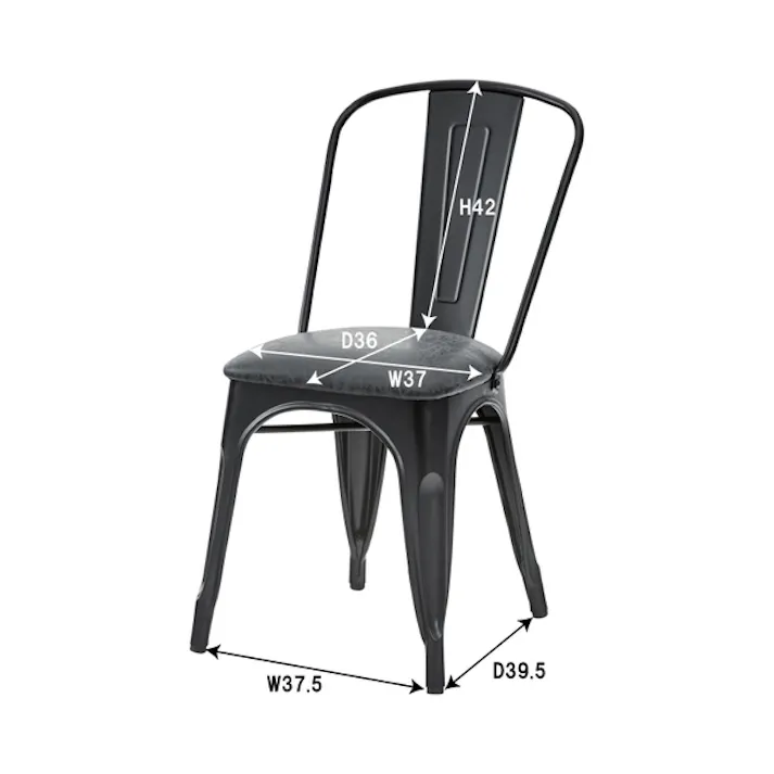 チェア/色:ブラック / 幅44×奥行51×高さ85×座面高47cm / スチール 椅子 ソフトレザー チェア おしゃれ カフェ 完成品 【送料込み】
