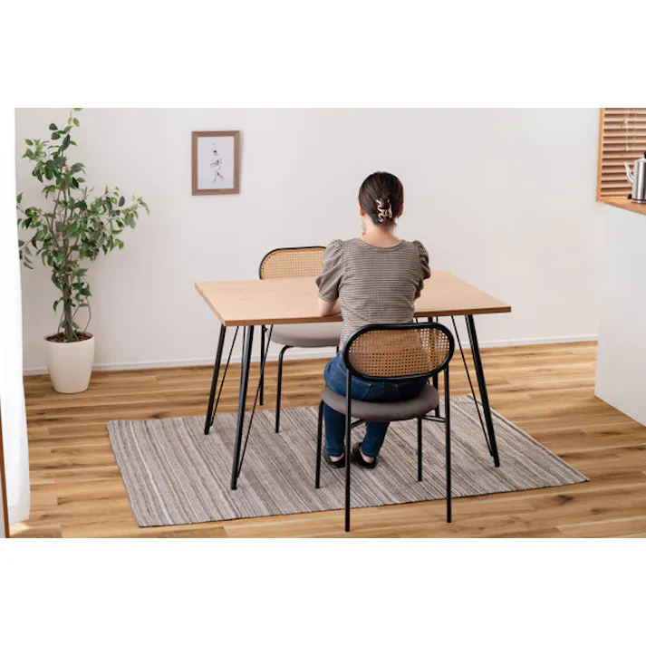 ダイニングテーブル/色:ナチュラル / 幅120×奥行80×高さ72cm / スチール おしゃれ インダストリアル シンプル 長方形 木目調 組立式 【送料込み】