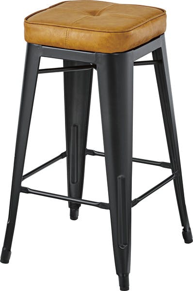 ハイスツール／色：キャメル　／　幅41×奥行41×高さ70cm　／　スチール 椅子 ソフトレザー チェア おしゃれ カフェ　完成品 【送料込み】