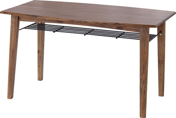 ティンバー ダイニングテーブル／色：ブラウン　／　幅130×奥行75×高さ72cm　／　棚板 カフェテーブル オフィス シンプル　組立式 【送料込み】