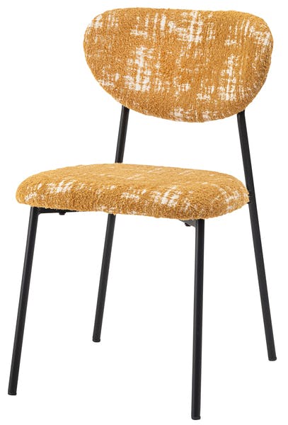 チェア／色：イエロー　／　幅45.5×奥行56×高さ78×座面高47cm　／　チェア 椅子 イス シンプル モダン スタイリッシュ おしゃれ ダイニング リビング カフェ スチール脚 かわいい アンティーク デザイン 軽量 軽い スチール ファブリック 布地 背もたれ　組立式 【送料込み】