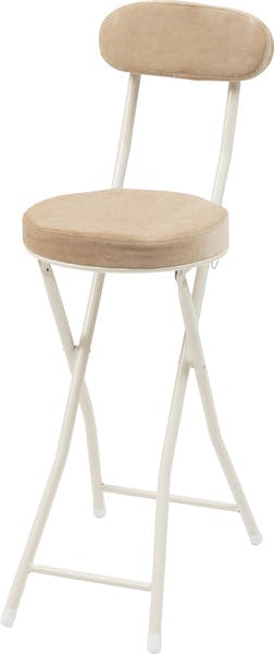 フォールディング ハイチェア／色：ベージュ　／　幅30×奥行48.5×高さ87×座面高60cm　／　折りたたみ椅子 おしゃれ シンプル かわいい ナチュラル 北欧 隙間収納 スリム コンパクト 来客 キッチン リビング ダイニング　完成品 【送料込み】
