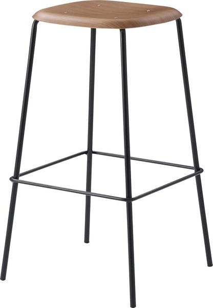 ハイスツール／色：ライトブラウン　／　幅43×奥行43×高さ74.5cm　／　カウンターチェア スツール 椅子 フットレスト 足置き付き 背もたれなし 天然木 ブラックスチール スチール シンプル おしゃれ モダン 異素材　完成品 【送料込み】